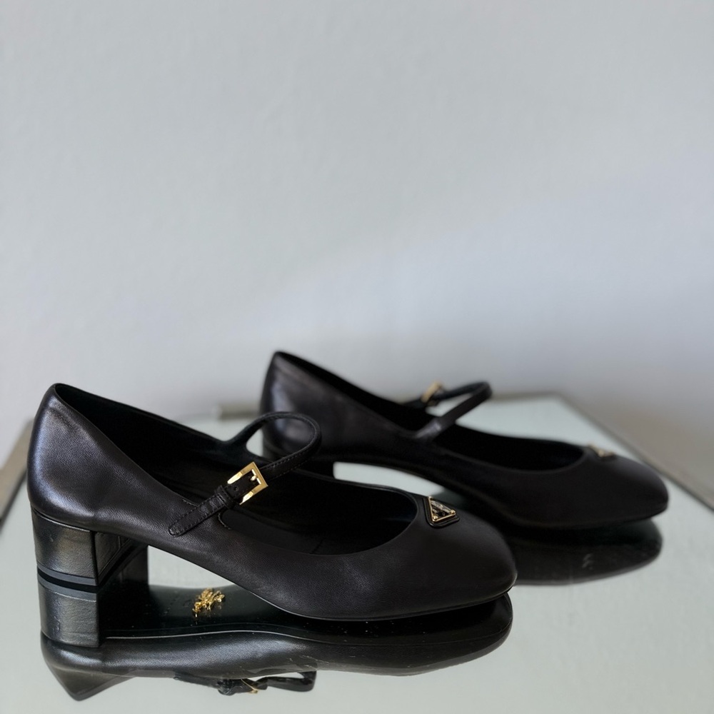 New PRADA Leather Mary Jane Ballerina Pumps - Nero $1,120 40 - Picture 12 of 14